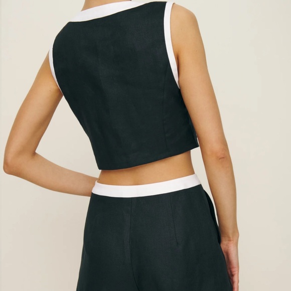Reformation Roxy Linen Two Piece Black - Picture 4 of 6